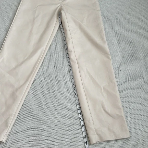Aritzia Wilfred Cream Leather Straight Leg Pants Size 8 - Picture 5 of 8